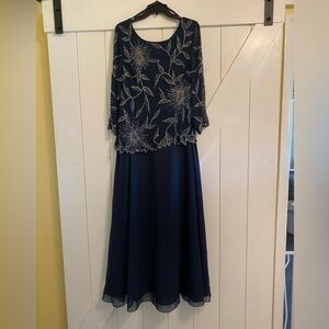 Elegant Navy Blue Embellished Dress